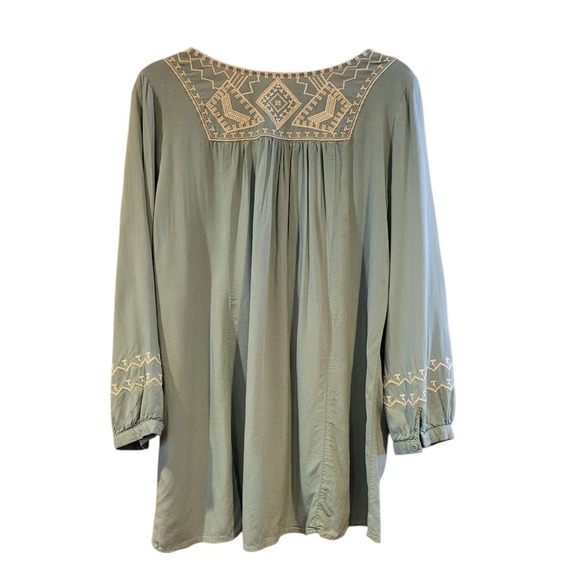 Embroidered Top Light Blue L Artsy Retro 70s Style Boho Festival Cottagecore - Picture 3 of 7